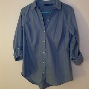 Apt 9 Blue Button Down White Striped Shirt